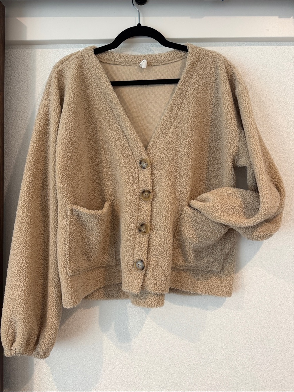 Wishlist Tan Teddy Sherpa Button Cardigan Jacket